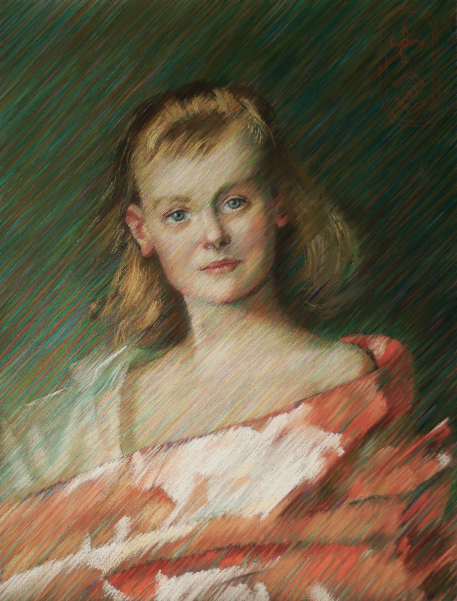 impressionist pastel portrait of princess Wilhelmina van Oranje-Nassau