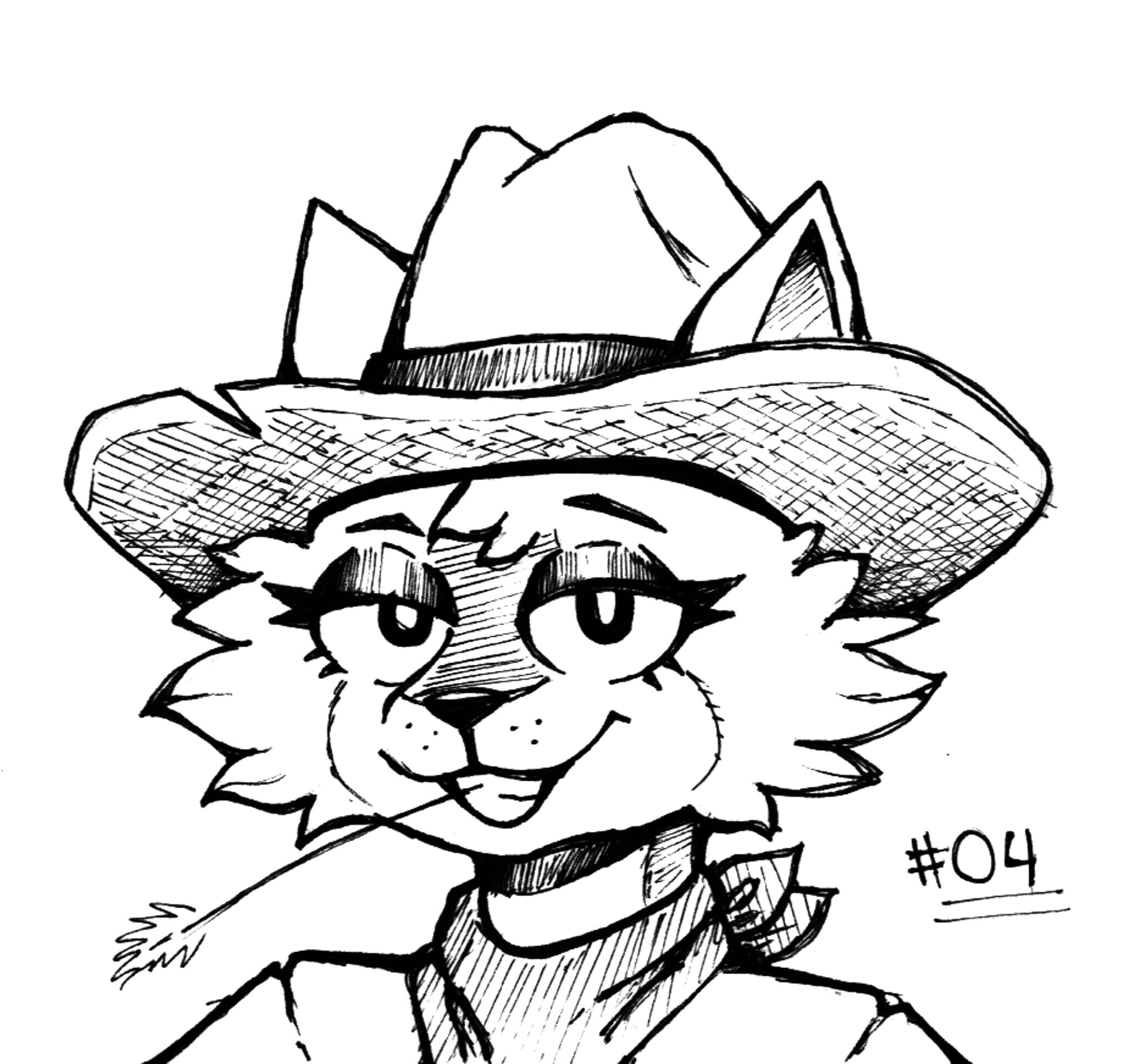 A fluffy cat dressed up in a cowgirl costume.