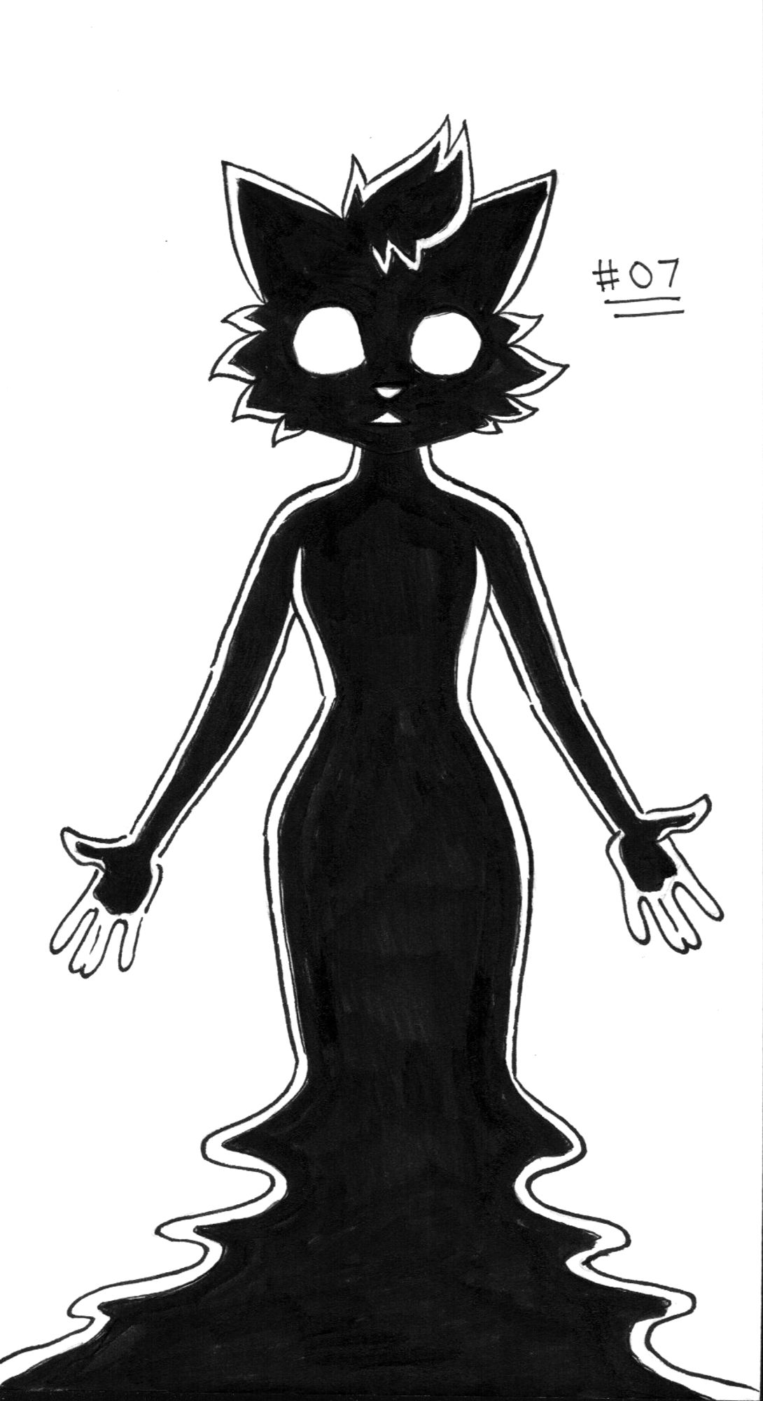 A spooky silhouette of a cat ghost girl.