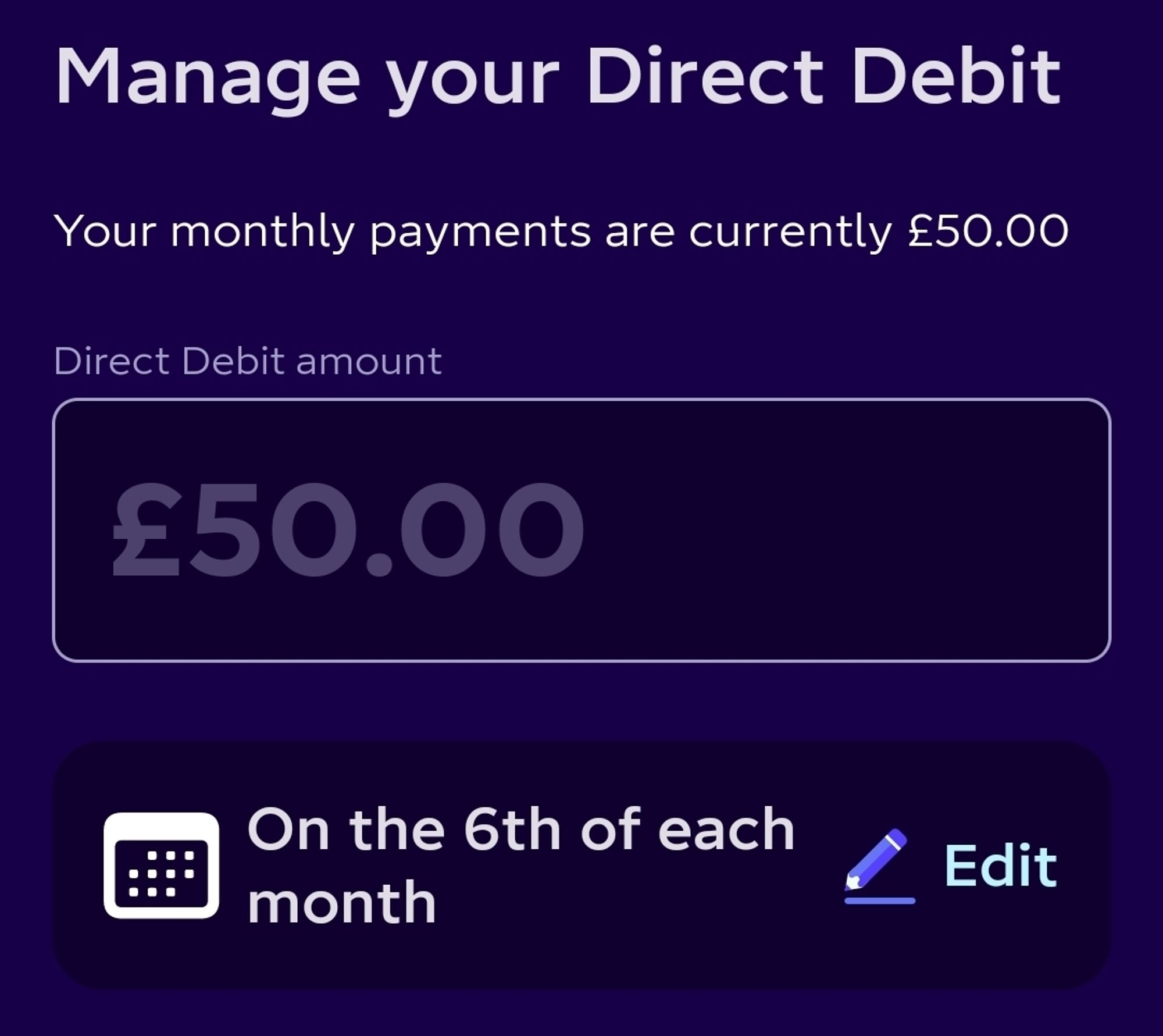 Octopus's "update your payment" screen.