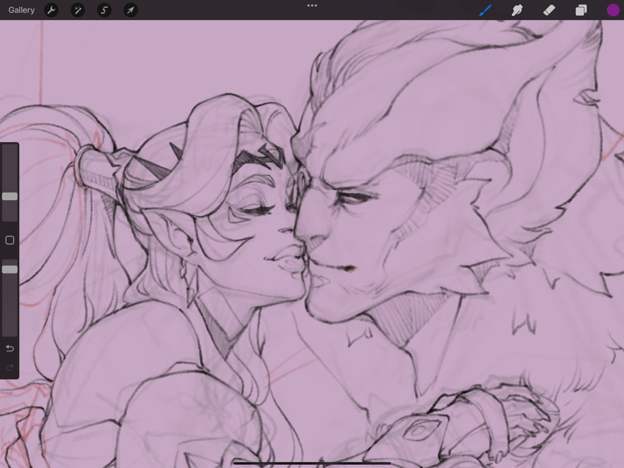 A drawing of Allura from Voltron: Legendary Defender giving Sendak a big ole smooch while she brushes his fur.