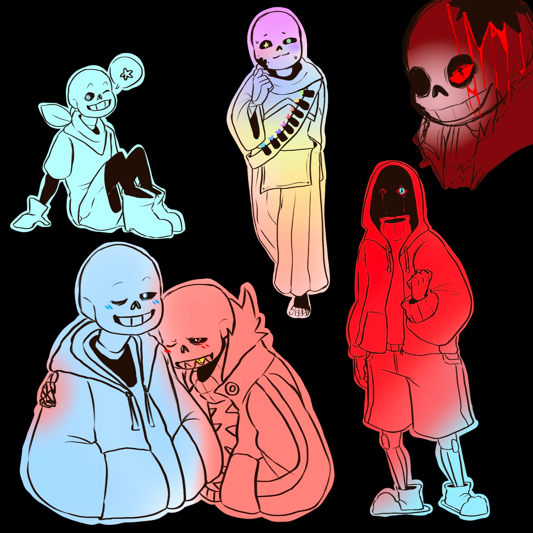 Bunch of sans' from different aus