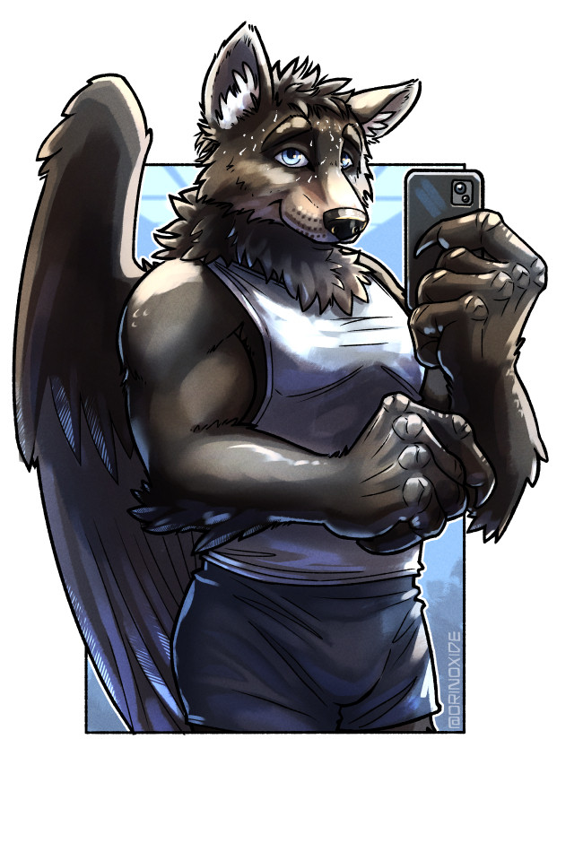 Post-Workout Selfie commission for @uncle-wolfcrow.bsky.social

#artpost