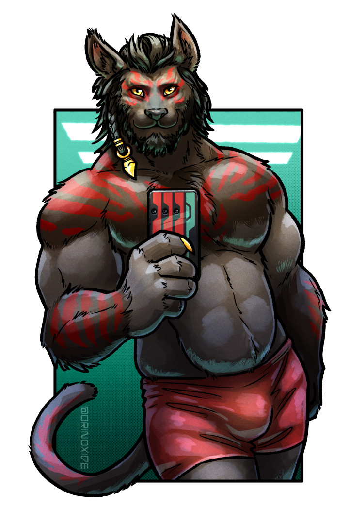 Post-Workout Selfie commission for @‌Ghostpaw@meow.social on Mastodon.

#artpost