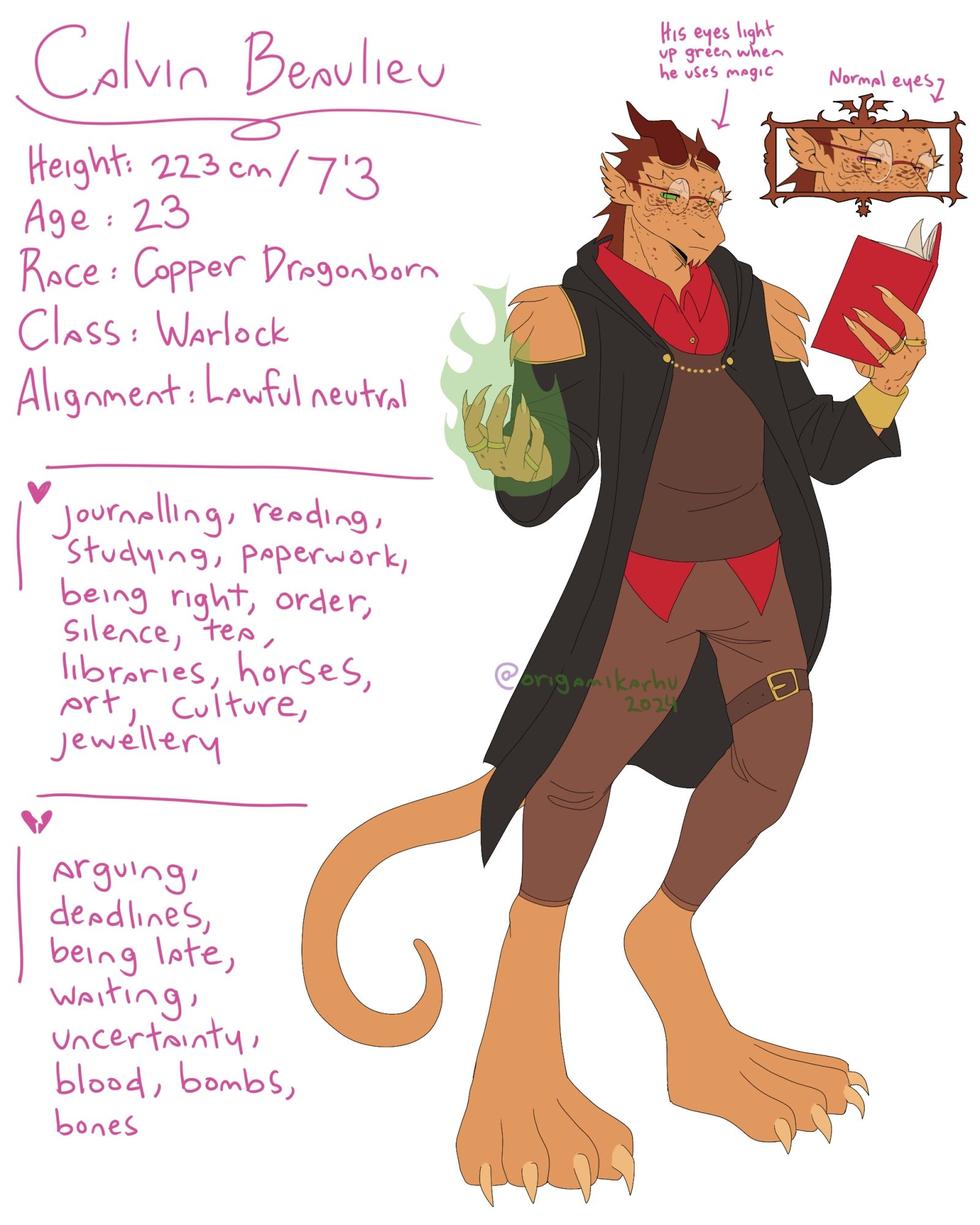 a ref of my dragonborn oc calvin