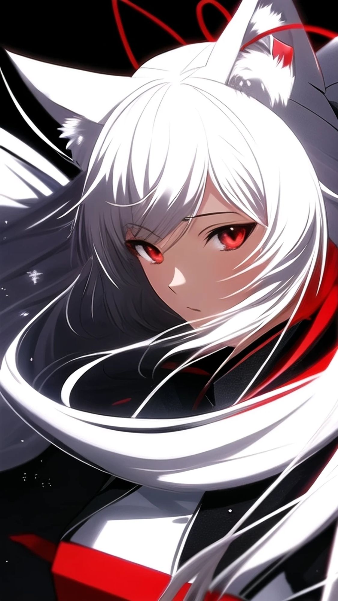 Anime animegirl girl red black white red-eyes aiart ai