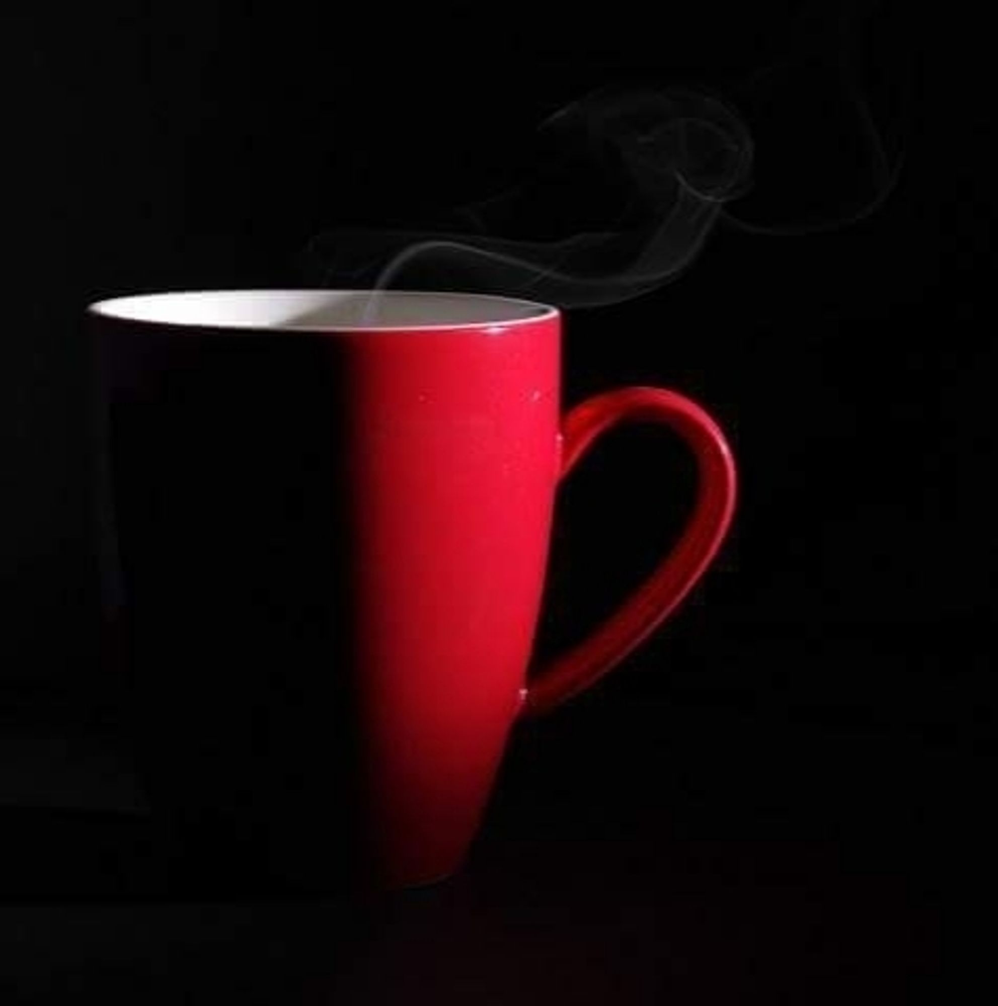 black red white mug coffee