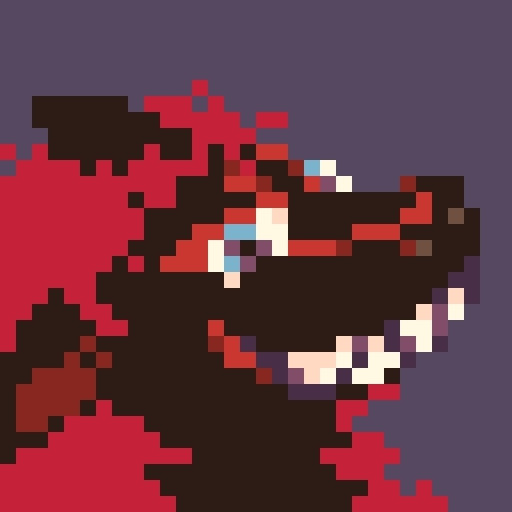 pixel art of a zoroark oc looking at the camera and grinning.