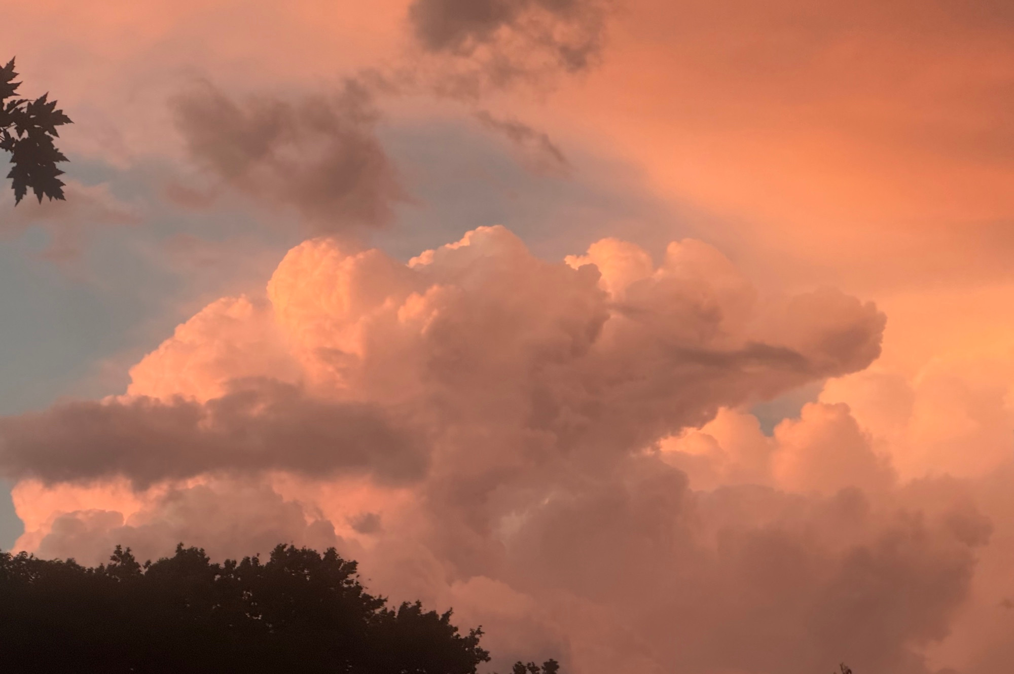 Orange colored clouds in the sky.