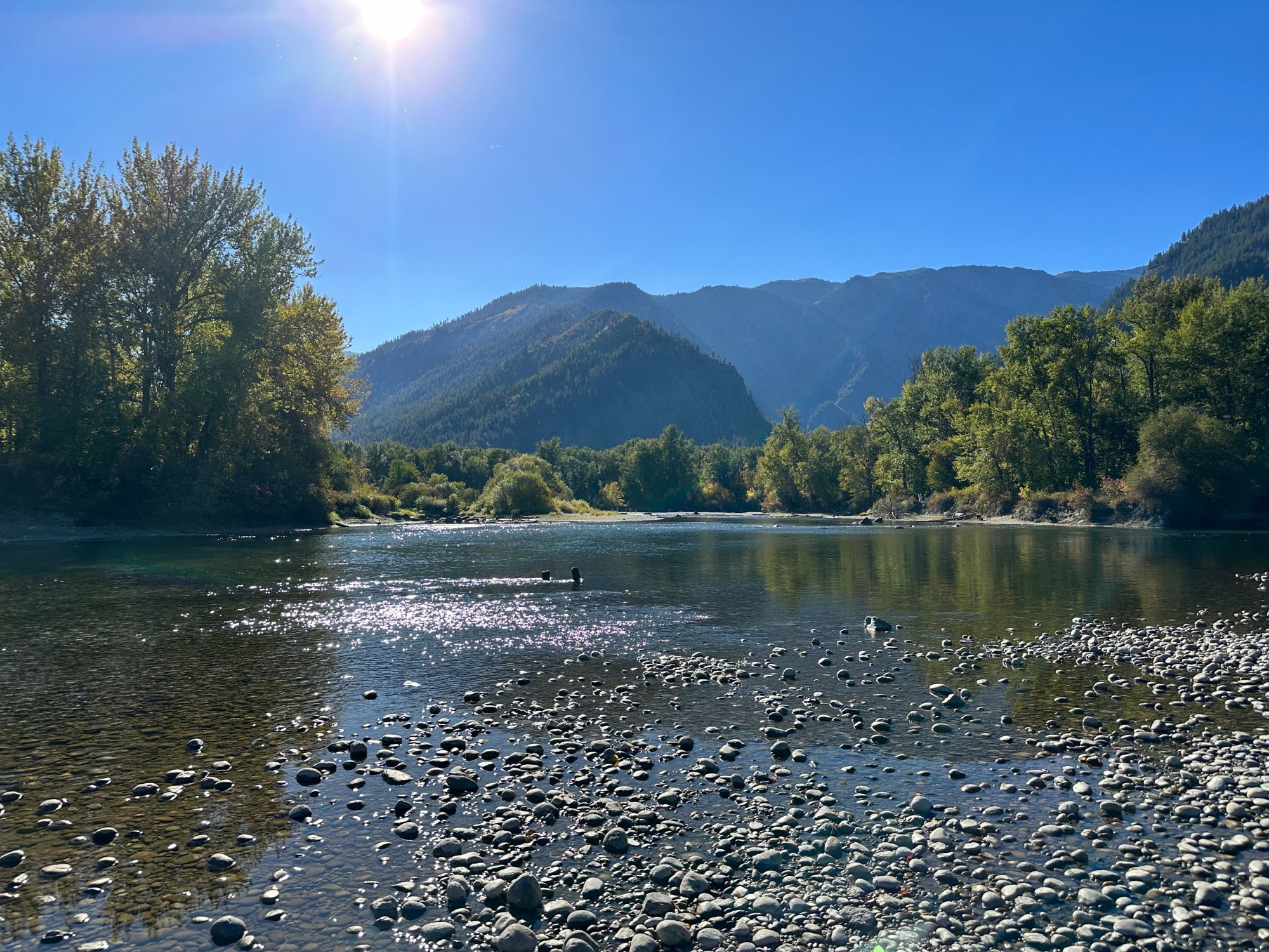 Shallow river in Leavenworth, Washington