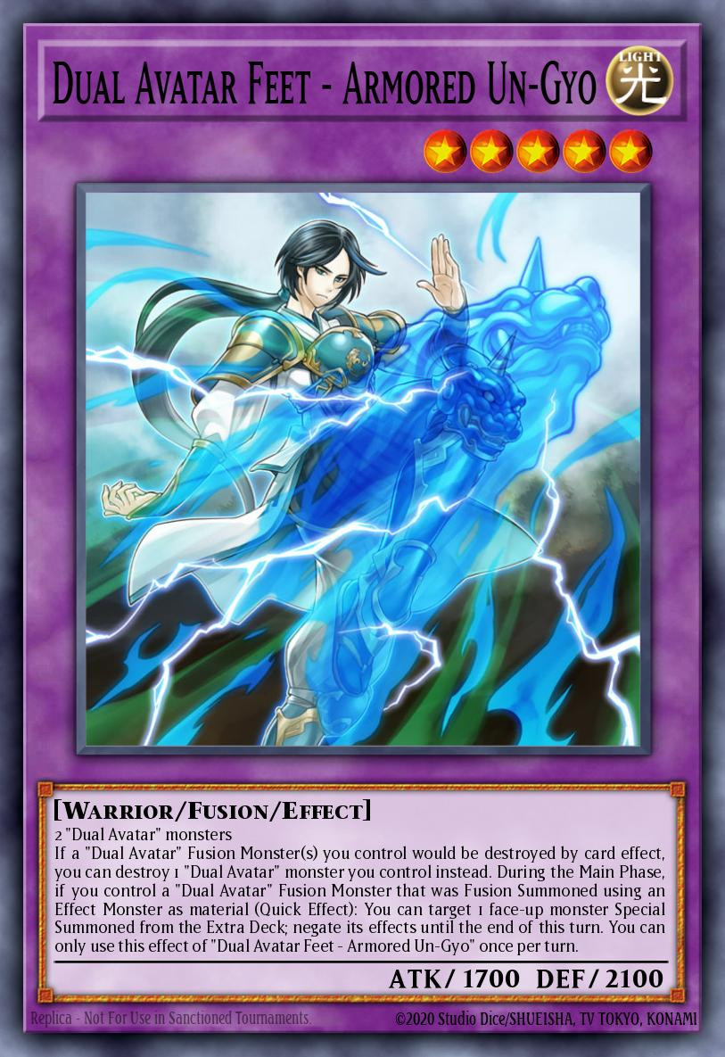 Image depicting the Yu-Gi-Oh! card "Dual Avatar Feet - Armored Un-Gyo"