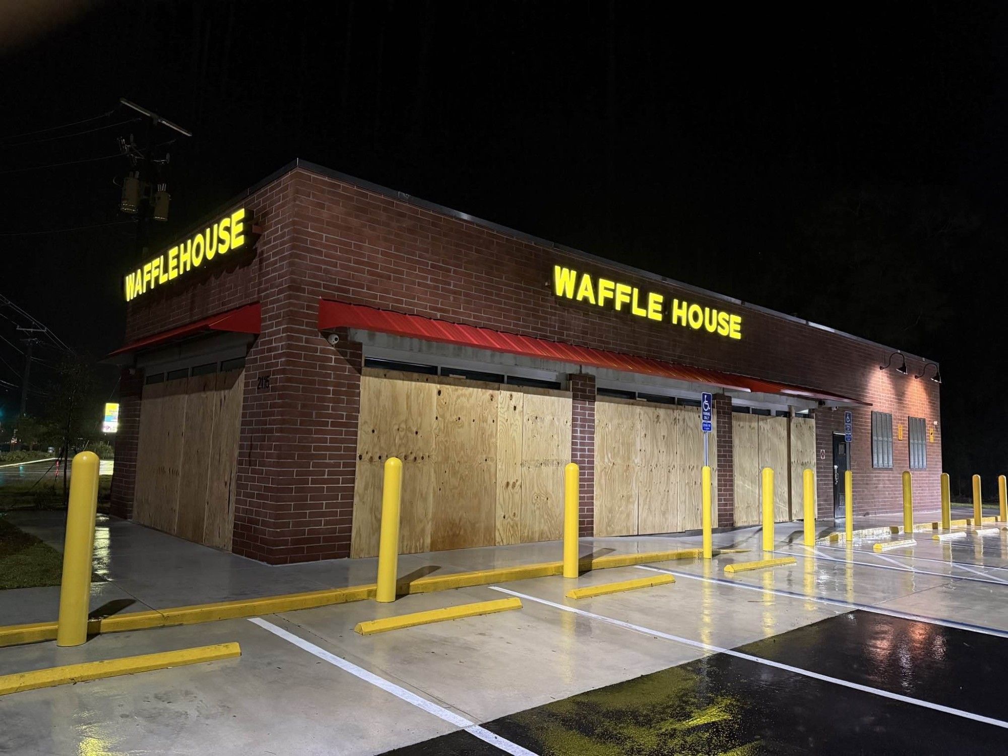 it a fucking boarded up waffle house for the hurricane