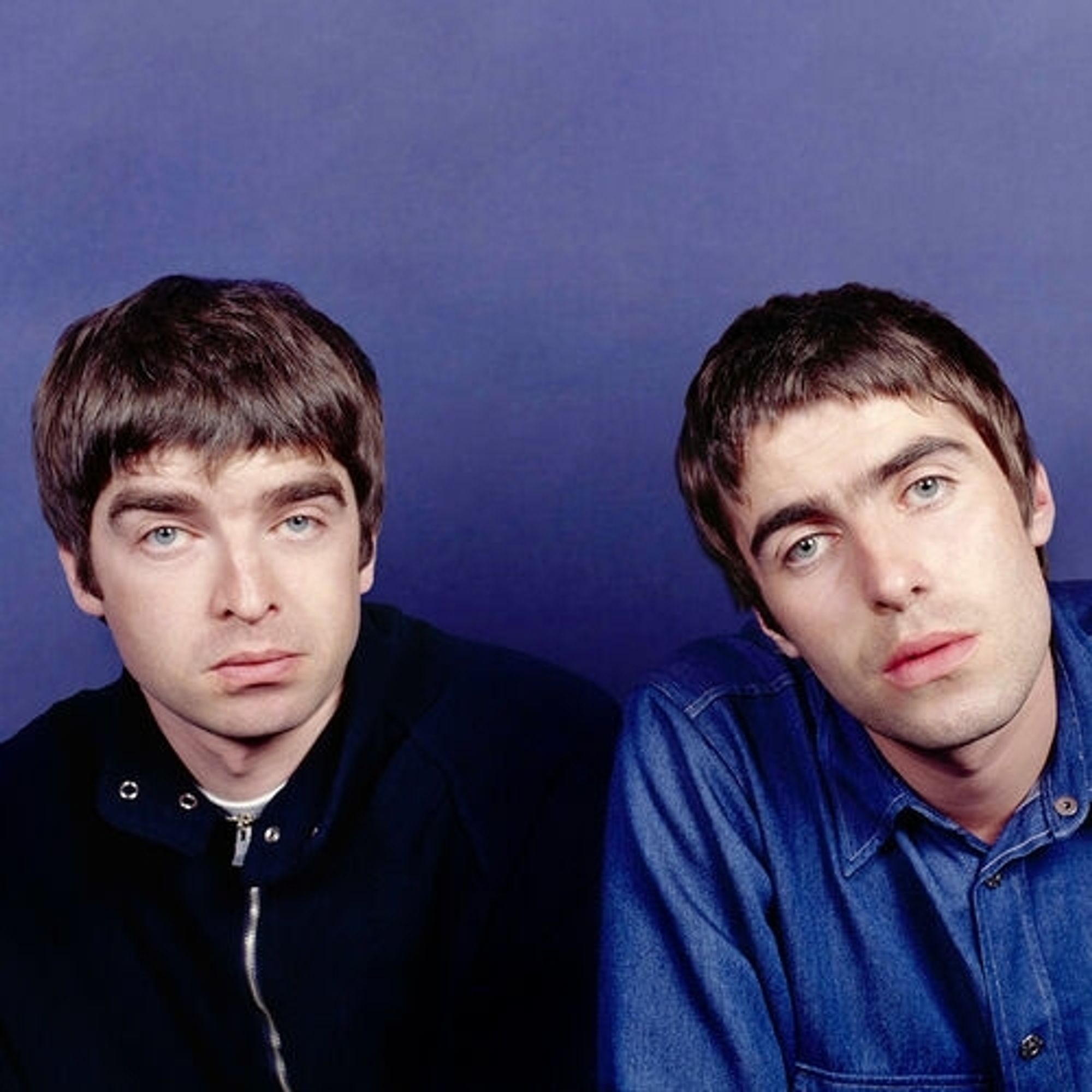 Photo  violette  des frères Gallagher. Tout est dans le regard.