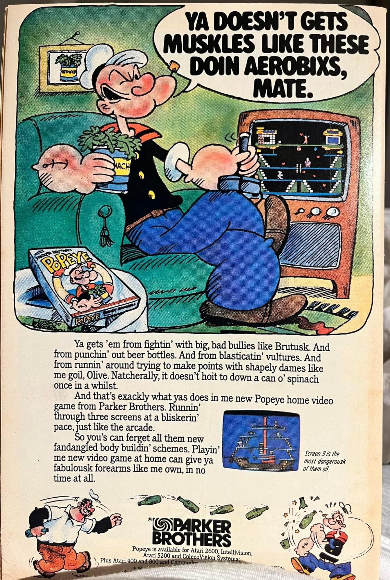 Popeye video game advertisement