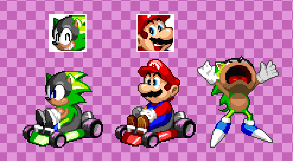 Ashura from Boll Deluxe and Super Fucking Mario in the Ring Racers art style, they're part of two mod packs im working on