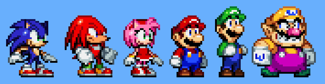 pixelart that has a bunch of sonic and mario characters that i already posted before but i liked it so im posting it again