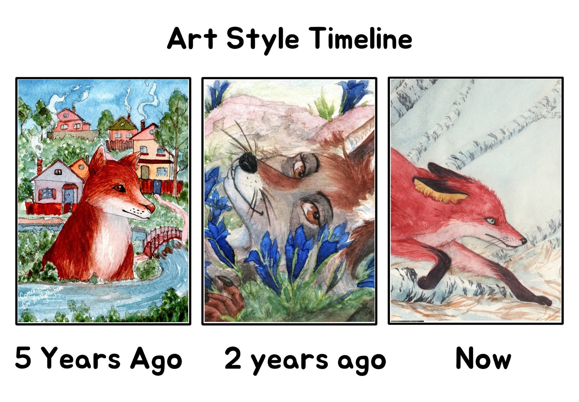 #artstyletimeline 5 years ago, 2 years ago, and now