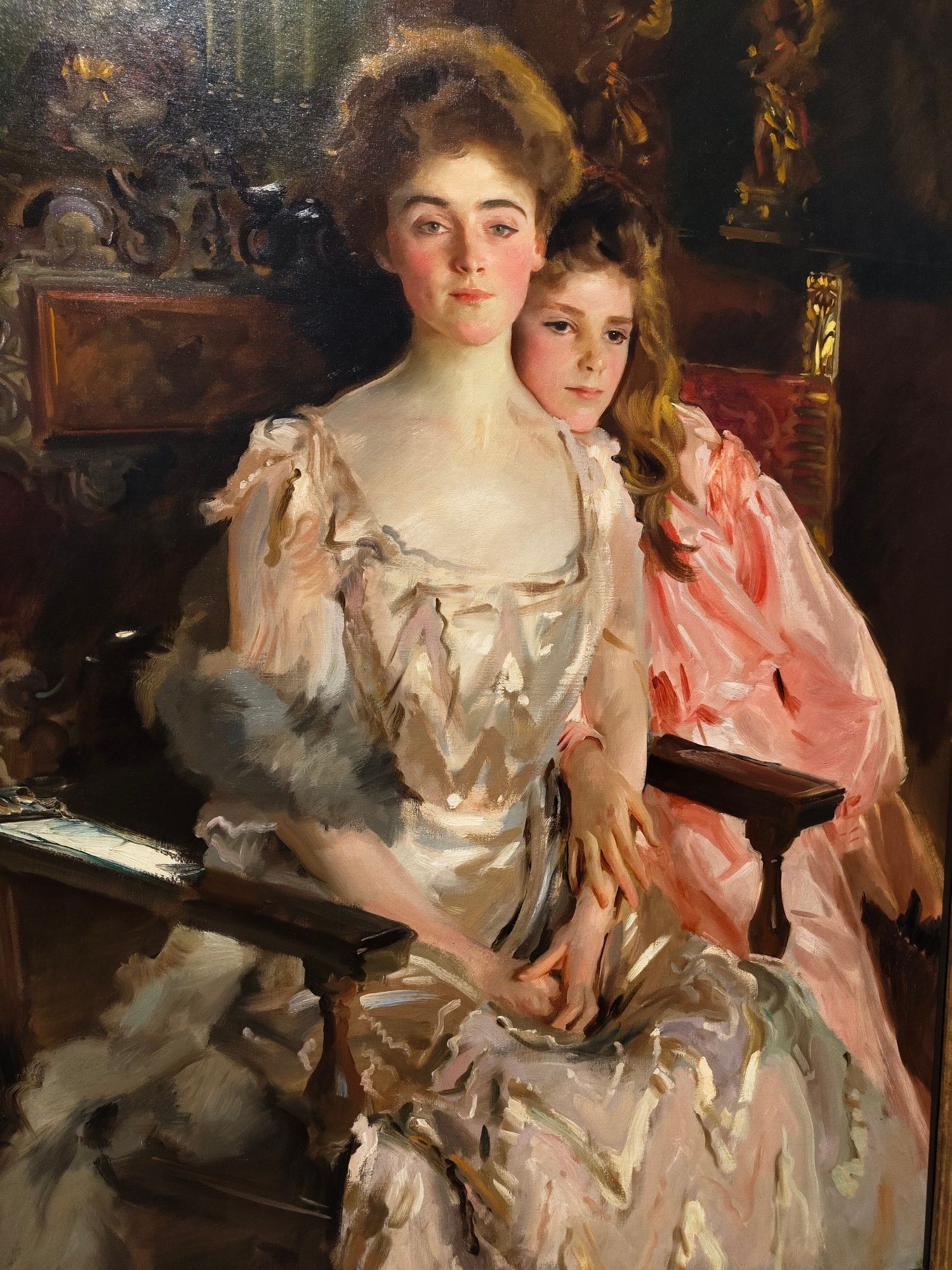 An oil painting by John Singer Sargent, Mrs. Fiske Warren and her daughter Rachel.