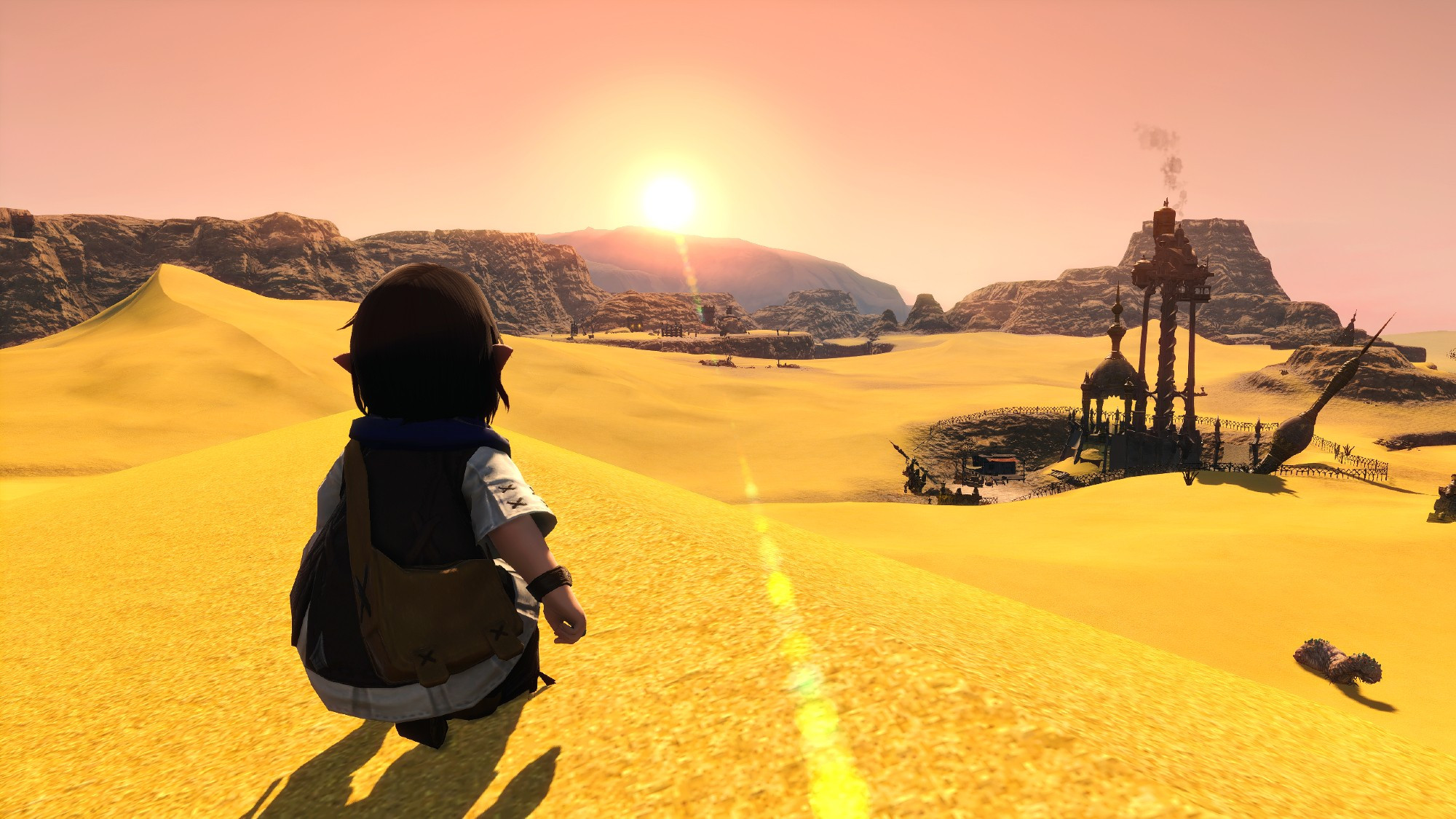 Momozi overlooking the sands of the Sagolii Desert, witnessing the coming dawn.