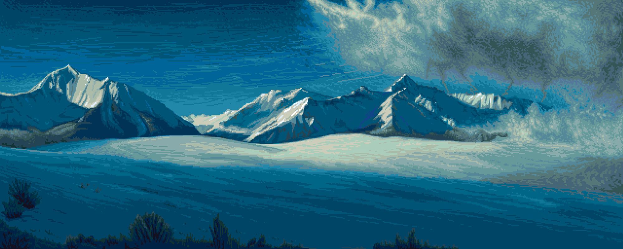 mountains winter pixelart landscape