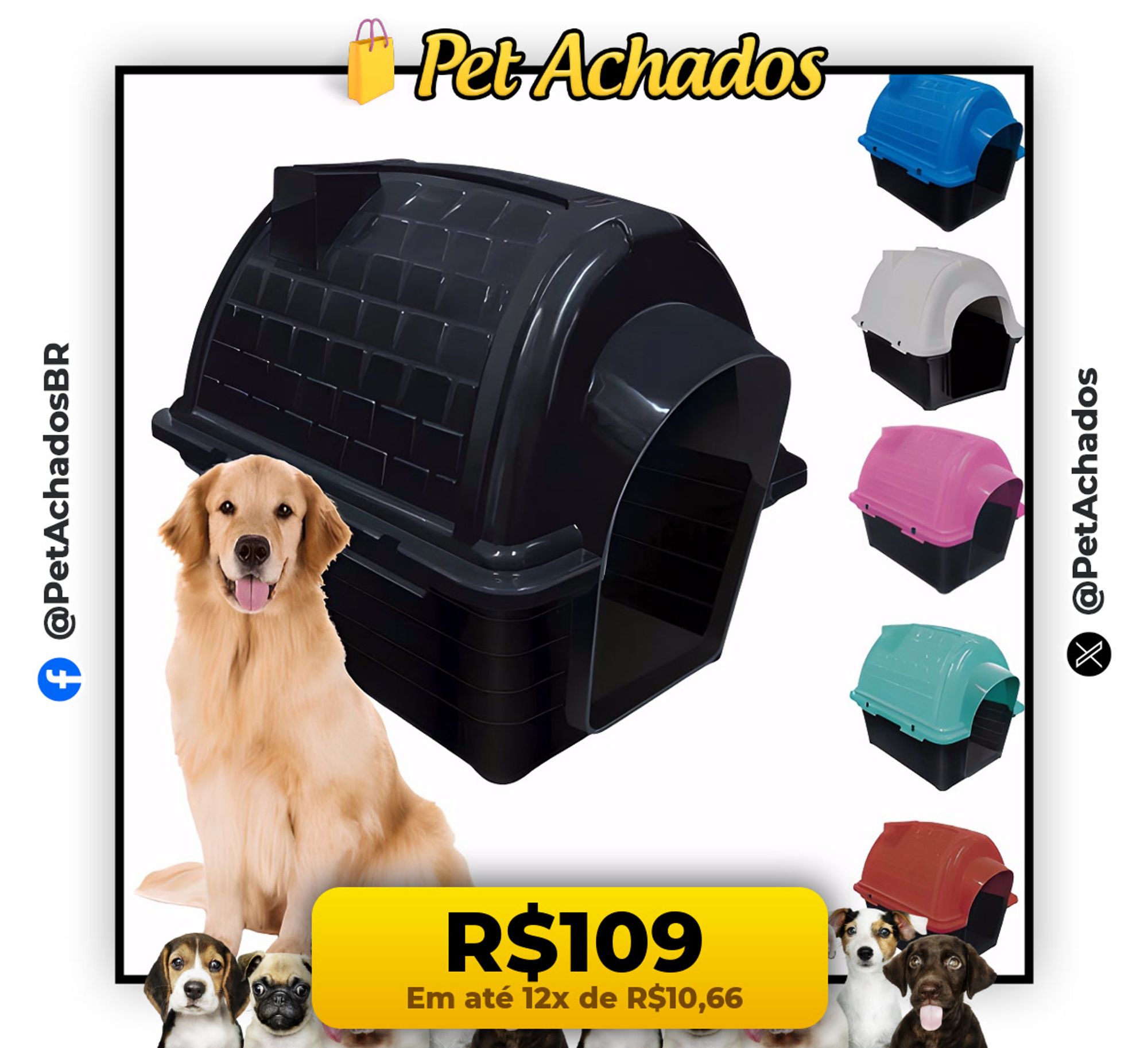 Casinha Cachorro Raças Grande N5 Casa Cama Iglu Pet 2 em 1 - 67 CM