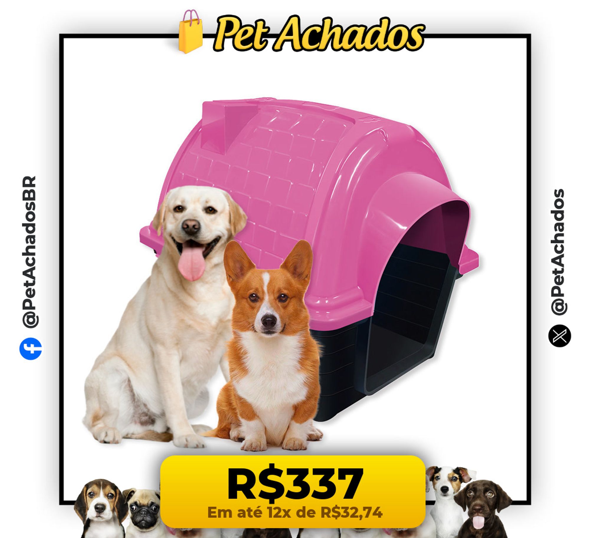 Casinha Pet Raças Médias e Grandes N5 Iglu para Cachorro Rosa