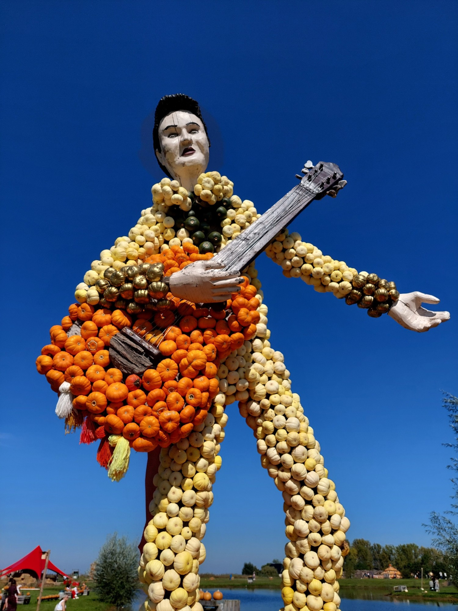 Photo of a 3m statue of Elvis made of pumpkins