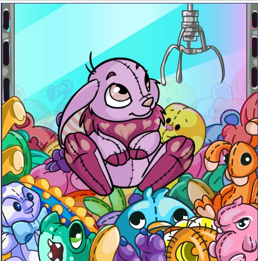 Screenshot of a Plushie Cybunny in a claw machine. 