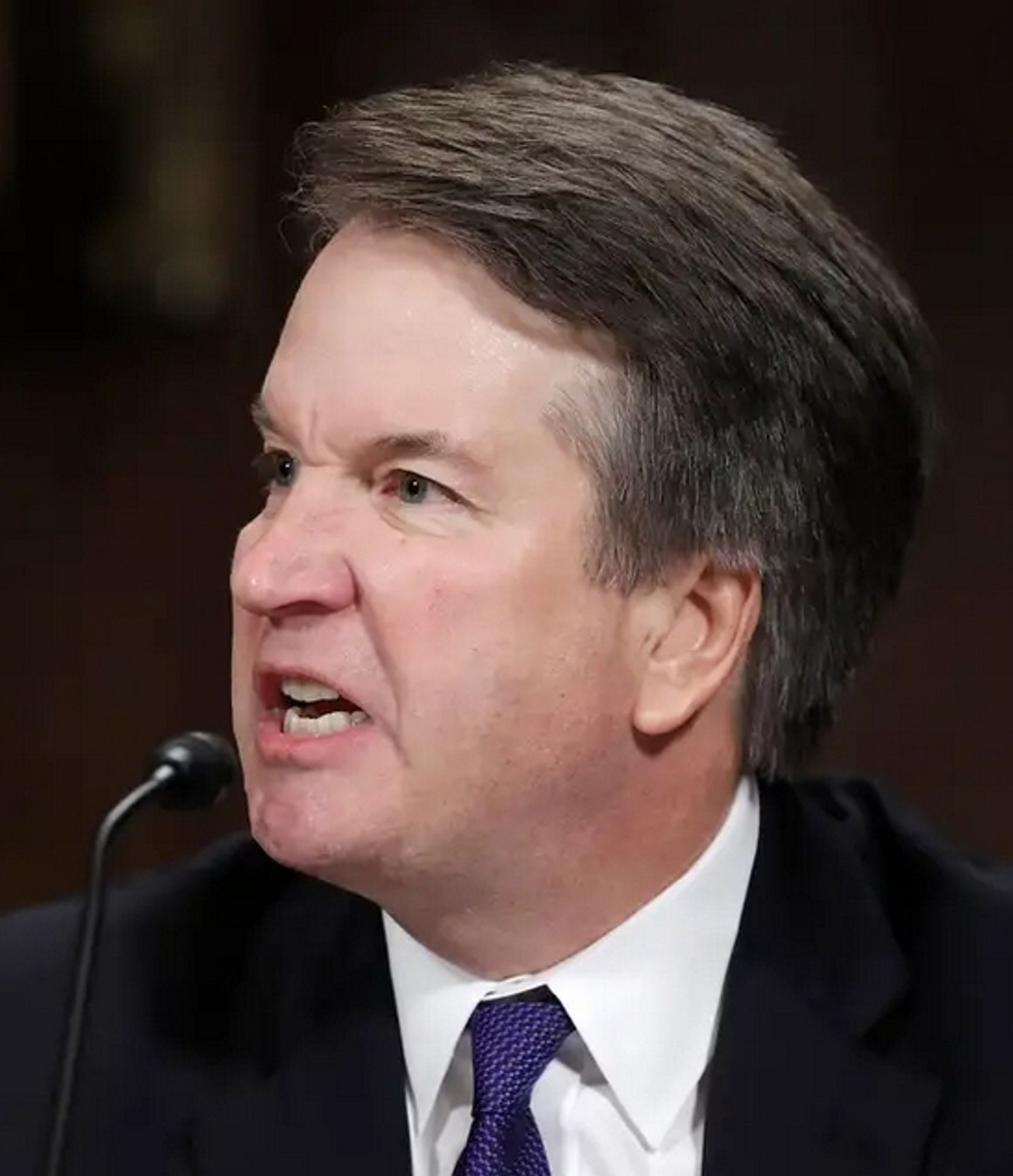 Brett Kavanaugh's face at his hearing, looking madder than one can be