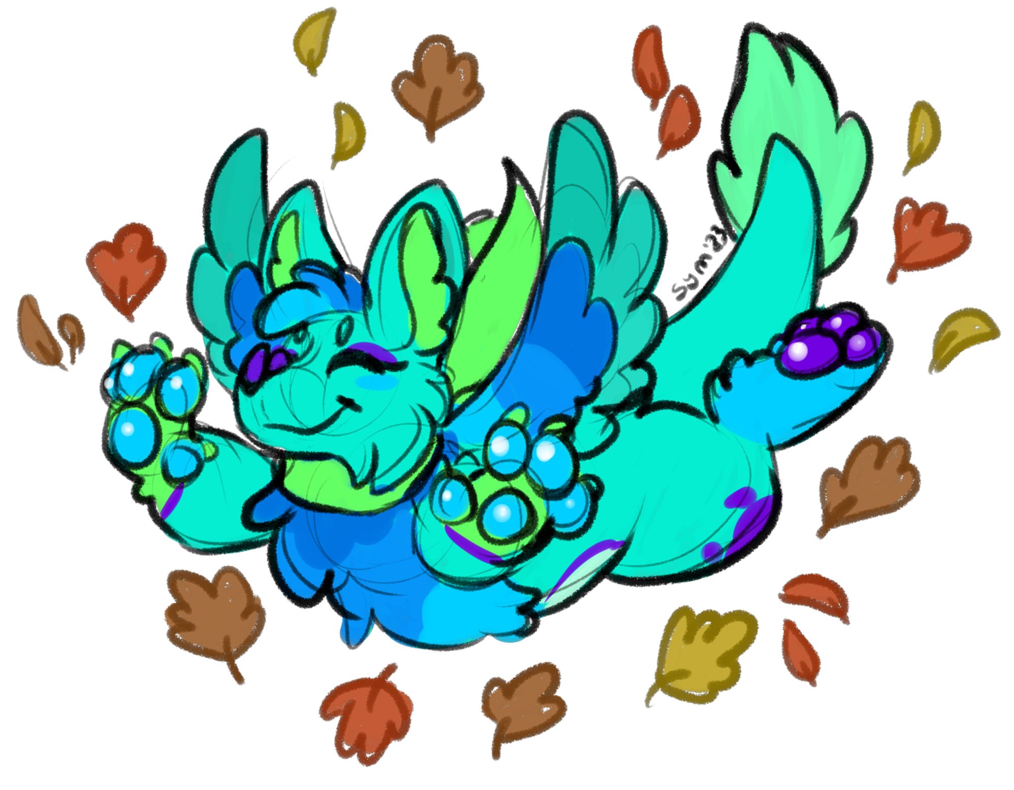 Dragon enjoying leaves