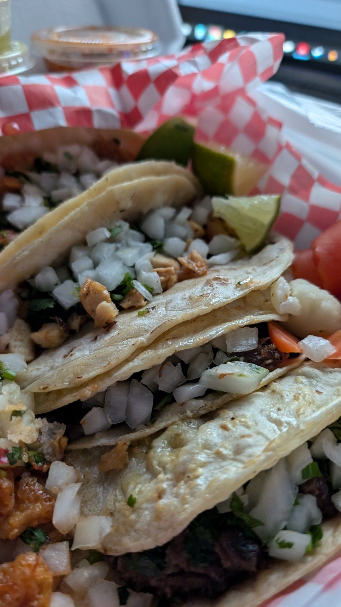 barbacoa and chicharron tacos