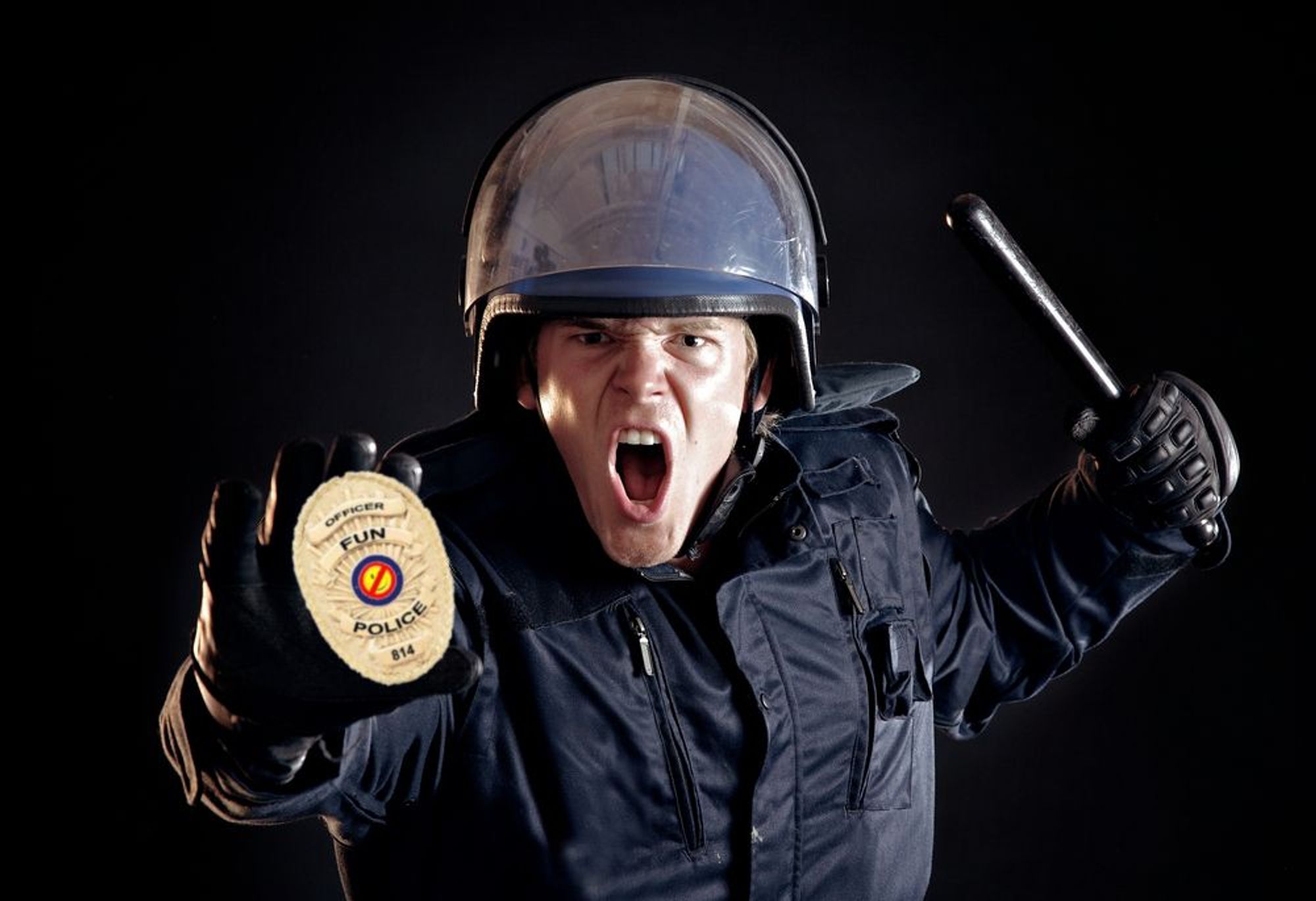 Angry screaming cop.