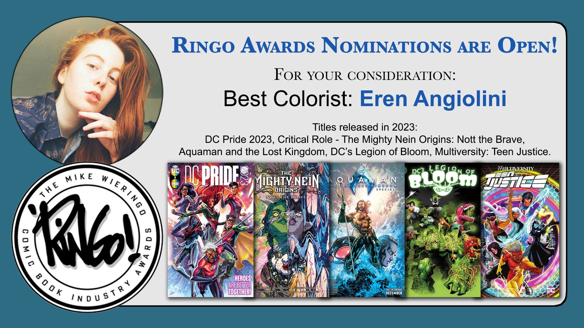 Eren's promotional banner for the Ringo Awards.