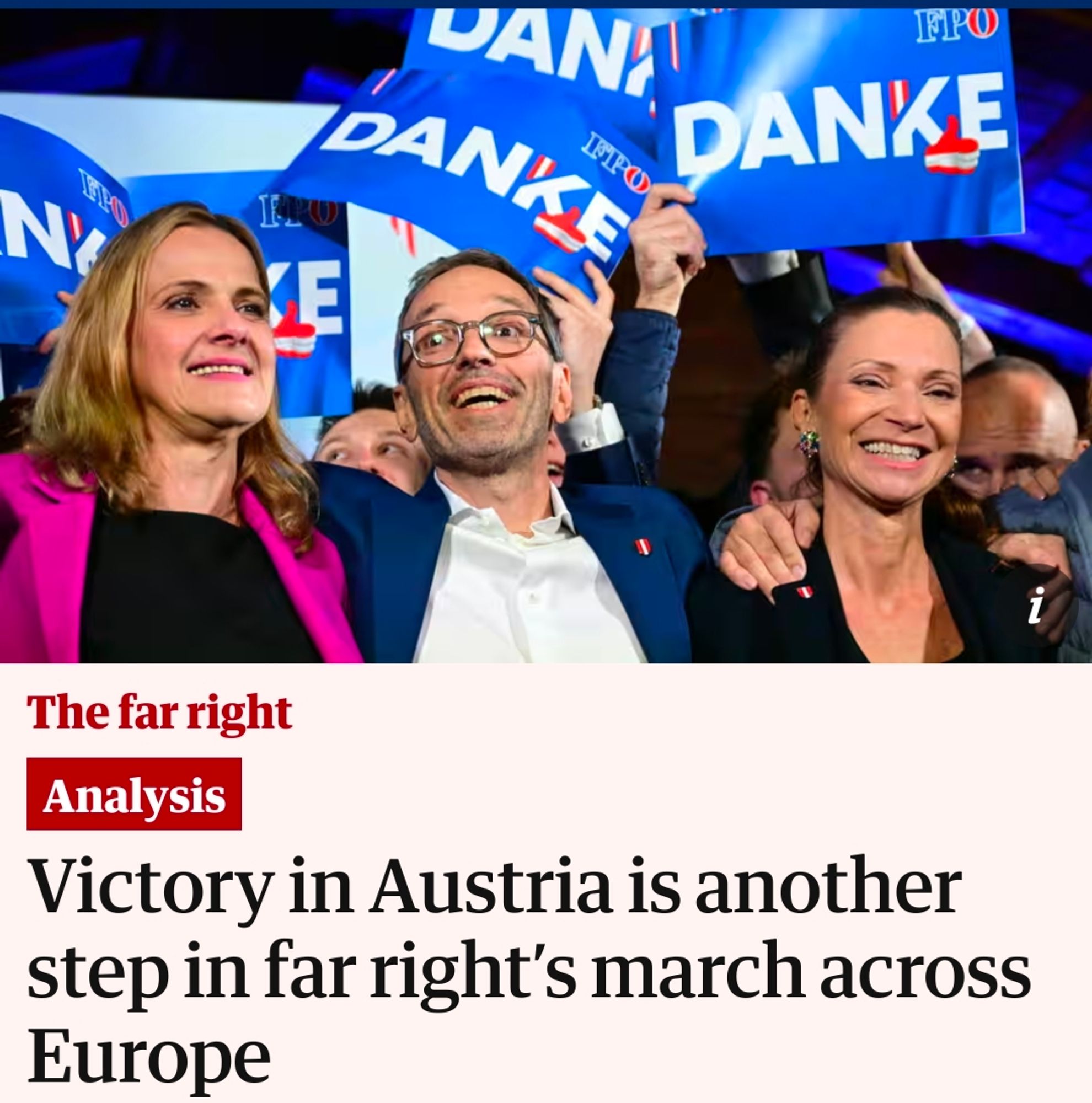 Guardian headline: Victory in Austria is another step in far right’s march across Europe