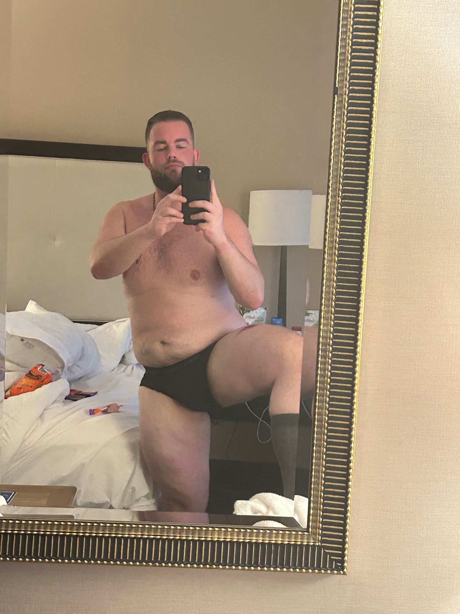 underwear hotel selfie.