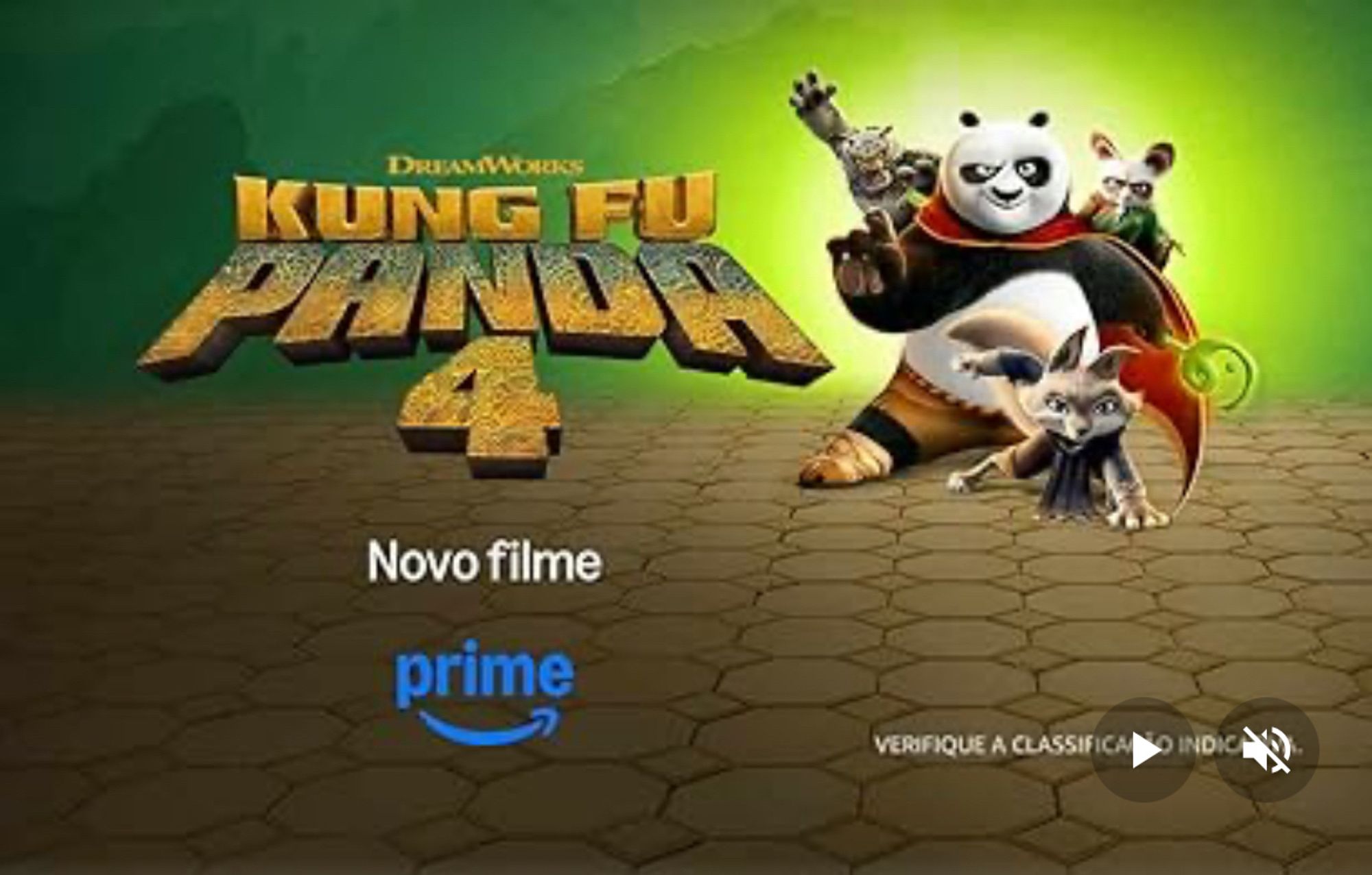 Banner de divulgação do novo filme Kung Fu Panda 4 na Amazon Brasileira.