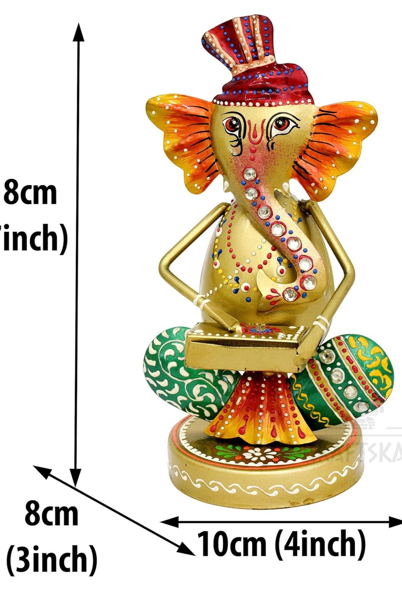 Bring a dash of caprice and social beguile to your space with the KRAFTSKALA Melodic Ganesha Sculptures Set. Created with unpredictable detail and energetic varieties, these three hand-painted fashioned iron puppets portray the dearest Hindu divinity Ganesha in perky melodic postures. Ideal for decorating your home, office, or shop, these sculptures add an extraordinary pizazz to any climate. Whether as a highlight in your parlor or as a smart gift, the kaleidoscopic excellence of these dolls makes certain to rouse euphoria and profound respect.