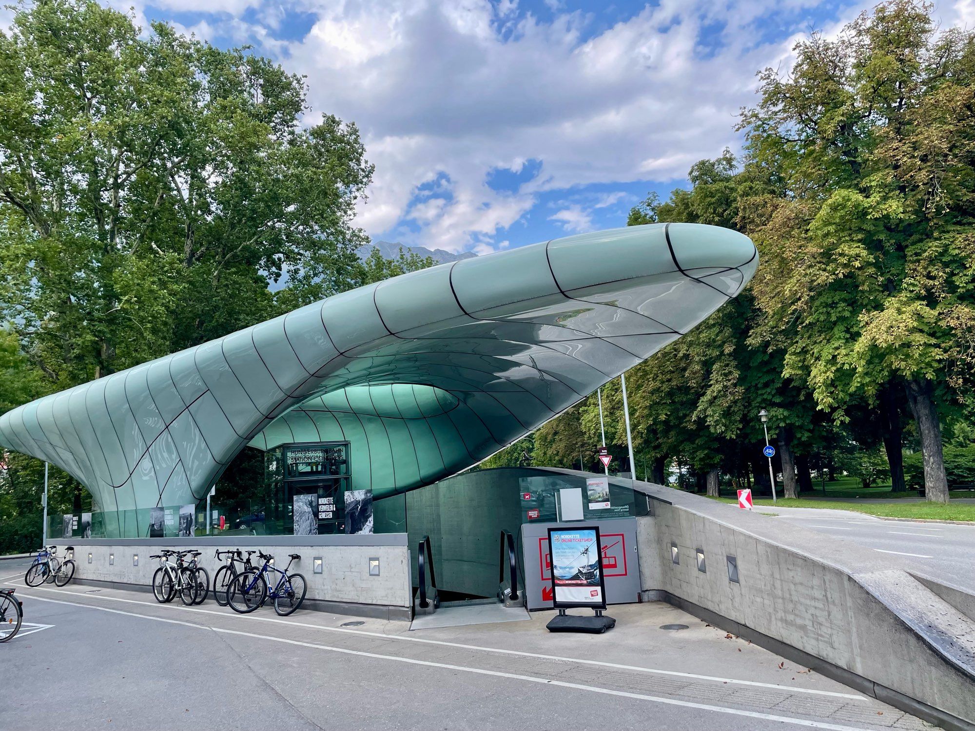 The avant-garde design of one of the three main Innsbruck Nordkettenbahnen cable car stations