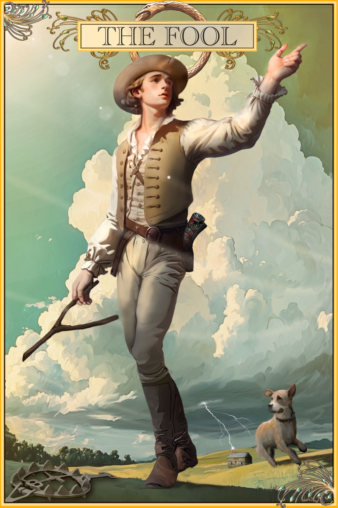 Tarot card design featuring young Joseph Smith and Mormon themes