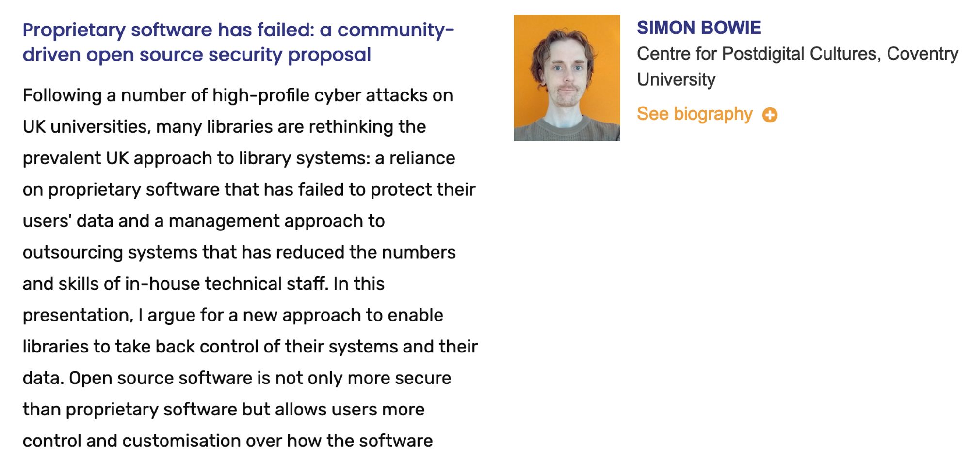 UKSG November entry for my session called 'Proprietary software has failed: a community-driven open source security proposal'