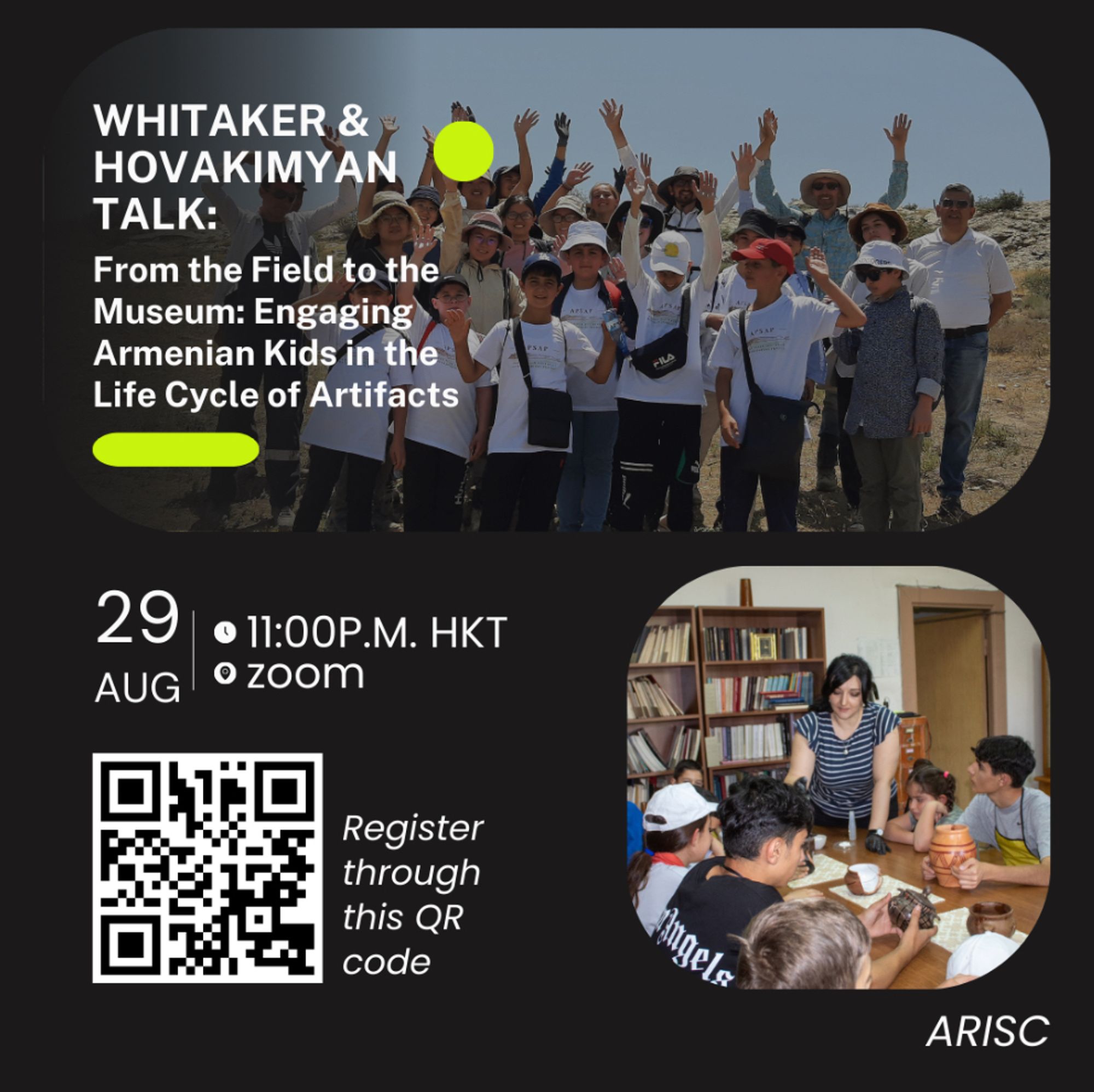 Details and registration QR code for the talk.