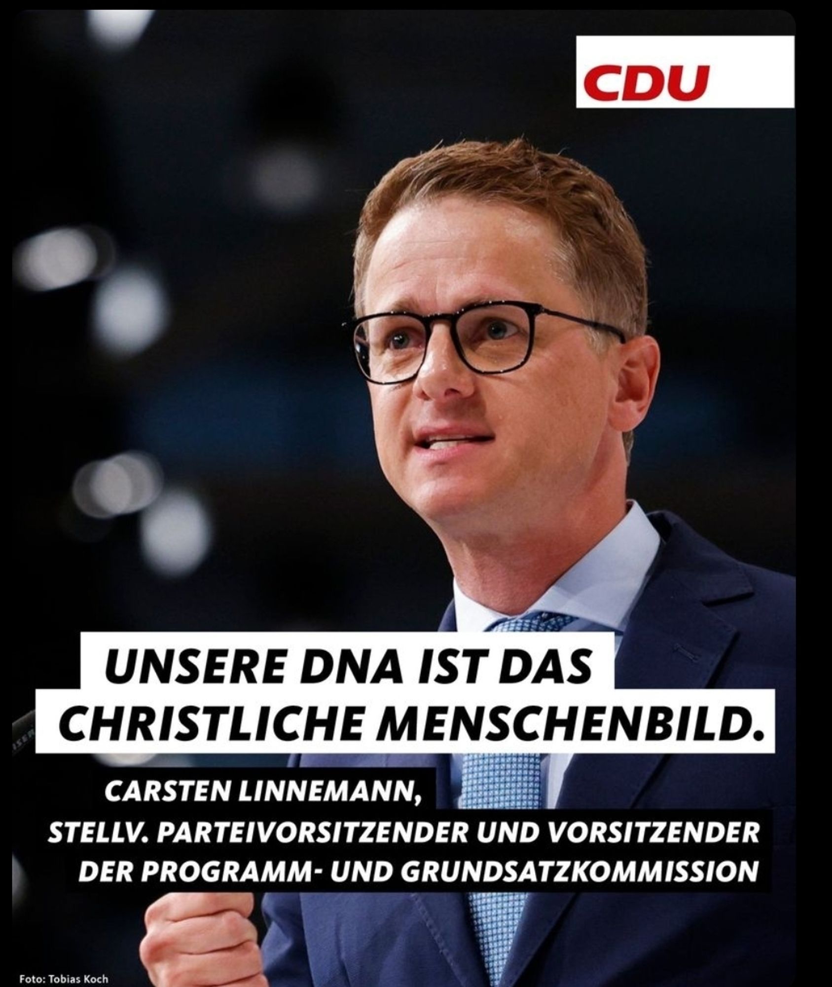 Plakat der CDU mit dem Slogan "UNSERE DNA IST DAS CHRISTLICHE MENSCHENBILD"