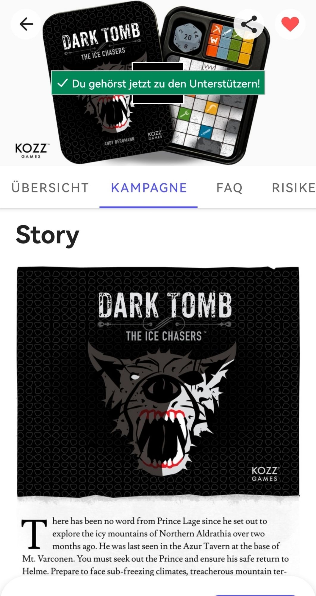 Screenshot Kickstarter page - dark tomb

Schwarze Dose mit grau/weißem Wolf und Kurzbeschreibung