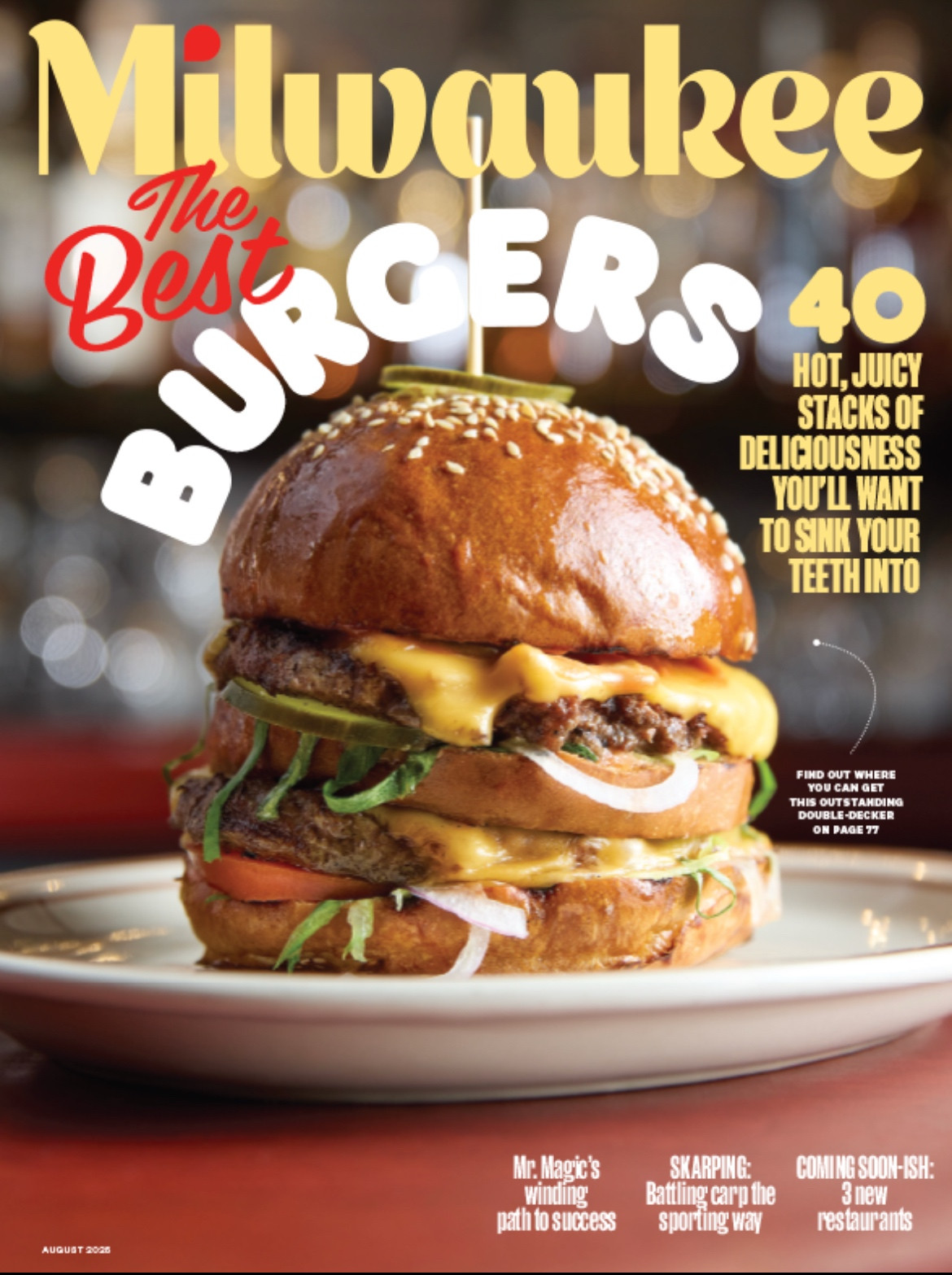 Milwaukee magazine cover displaying a tantalizing burger