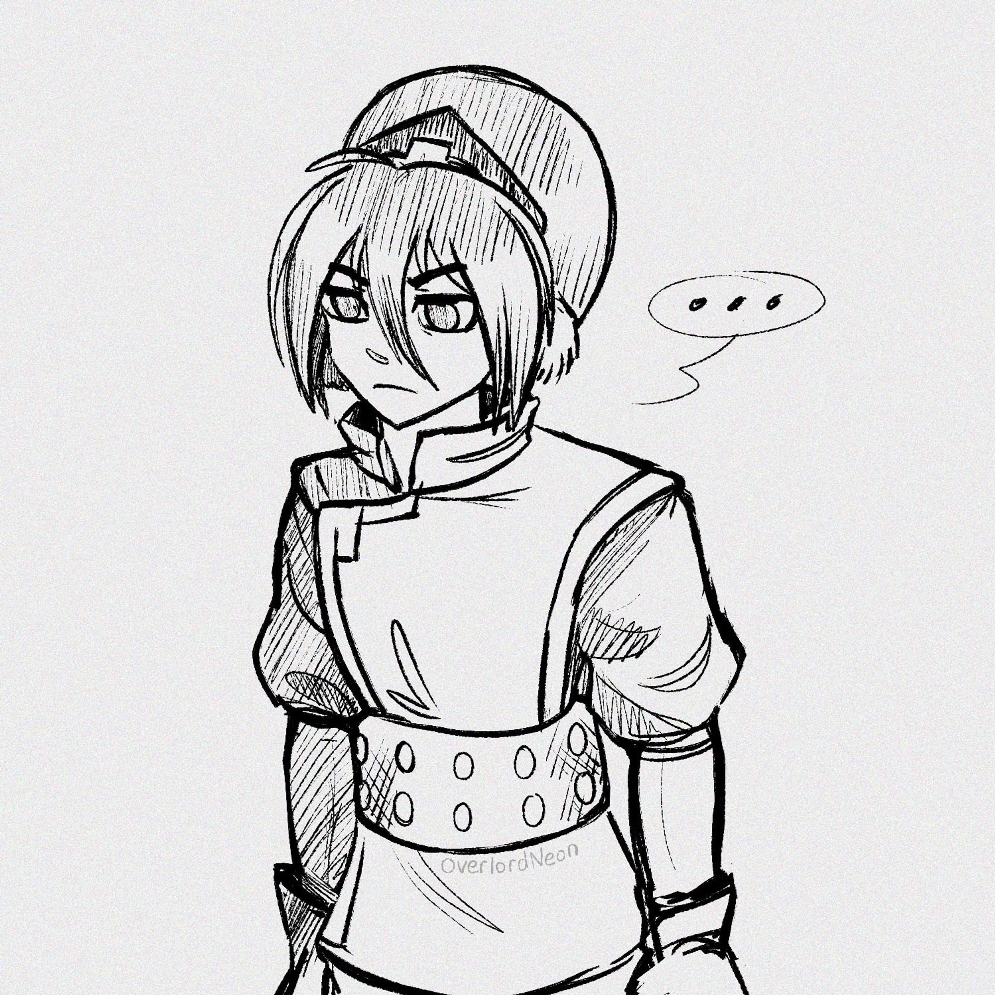 Digital comic panel of Toph standing in silence.