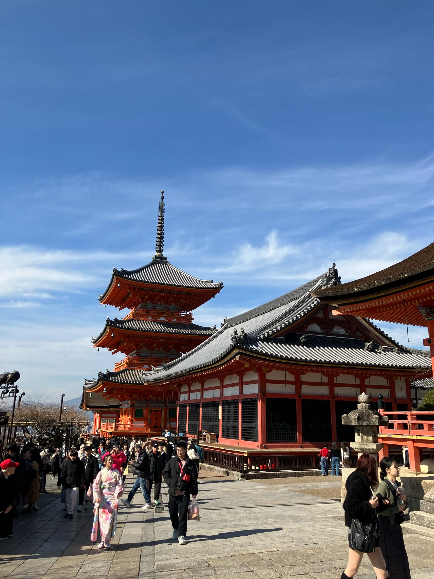 Kyoto temples with tourists walking around