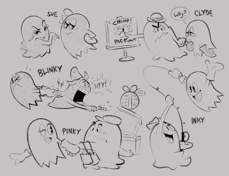 When Arcade Canon meet Hanna-Barbara Cartoons. Honestly my favorite drawings involving the ghosts.