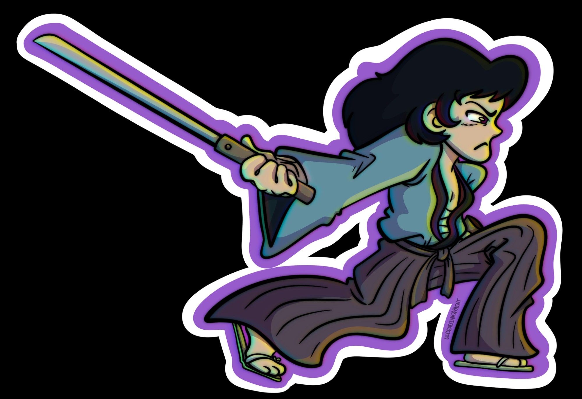 Goemon Ishikawa from Lupin the 3rd in a low stance as if he just sliced something! But what could it have been?