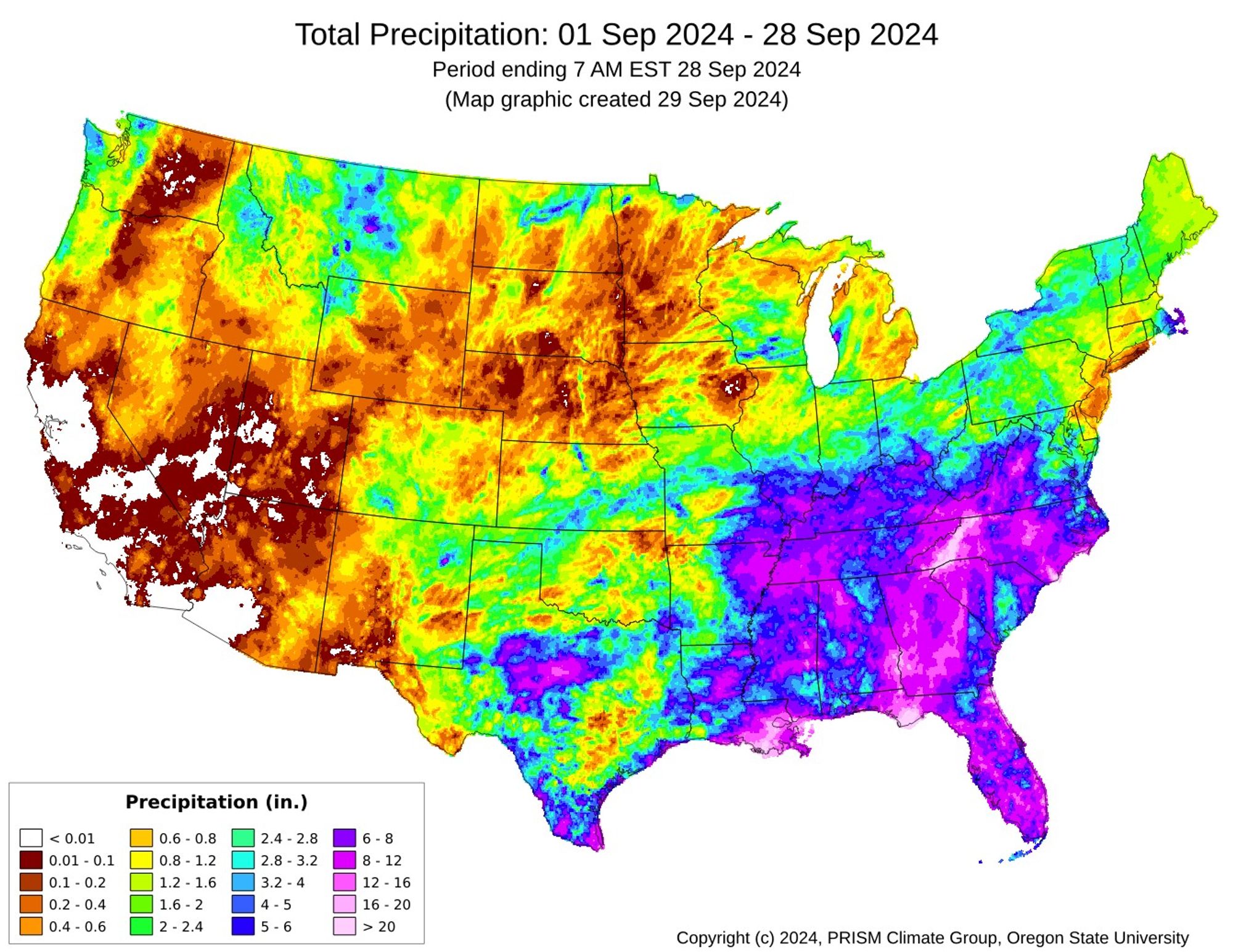 month to date precipitation across contiguous US