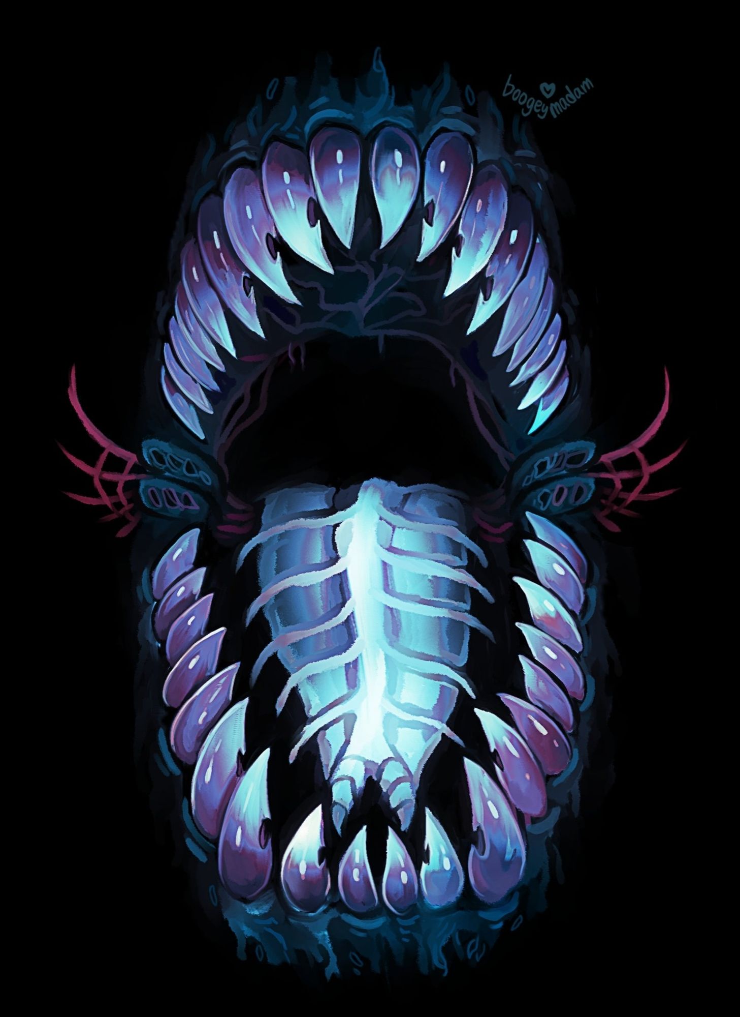 hooked teeth and a ribbed tongue as is normal for the merfolk in my comic, sink your hookteeth (blueish version)